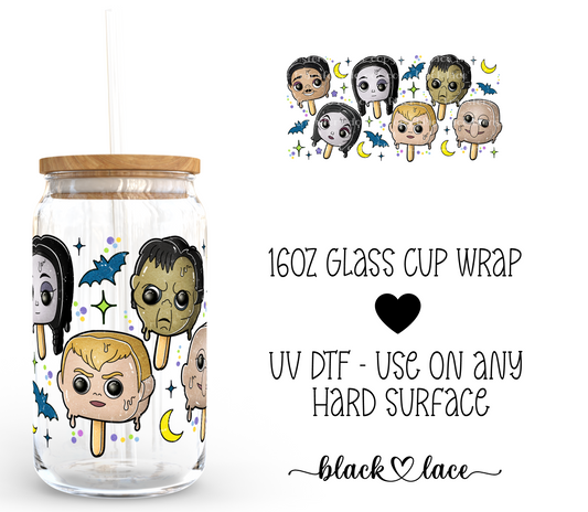 Popsicles Spooky Family ~ 16oz cup wrap