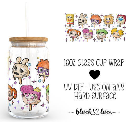 Popsicles 90's NickToons ~ 16oz cup wrap