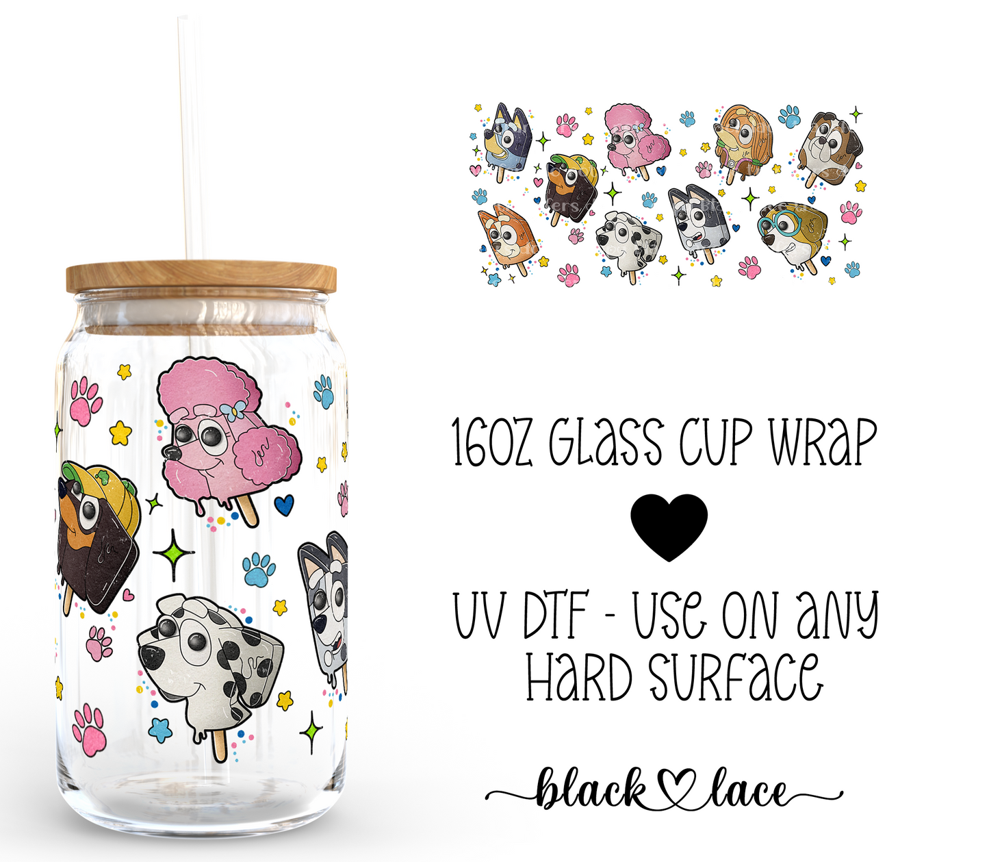 Popsicles Bluey Friends ~ 16oz cup wrap