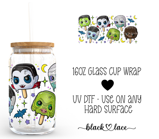 Popsicles Universal Monsters ~ 16oz cup wrap