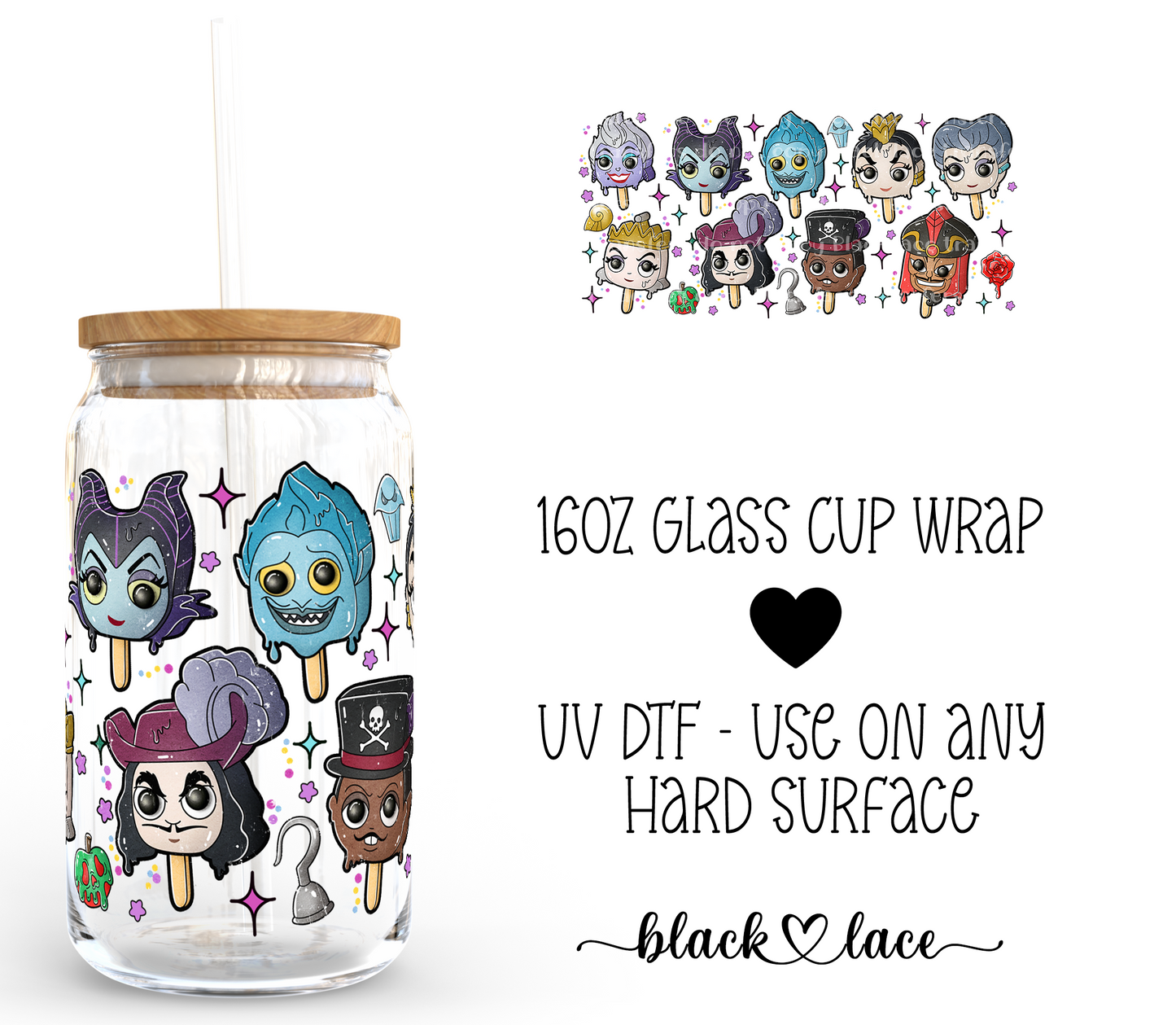 Popsicles Villans ~ 16oz cup wrap