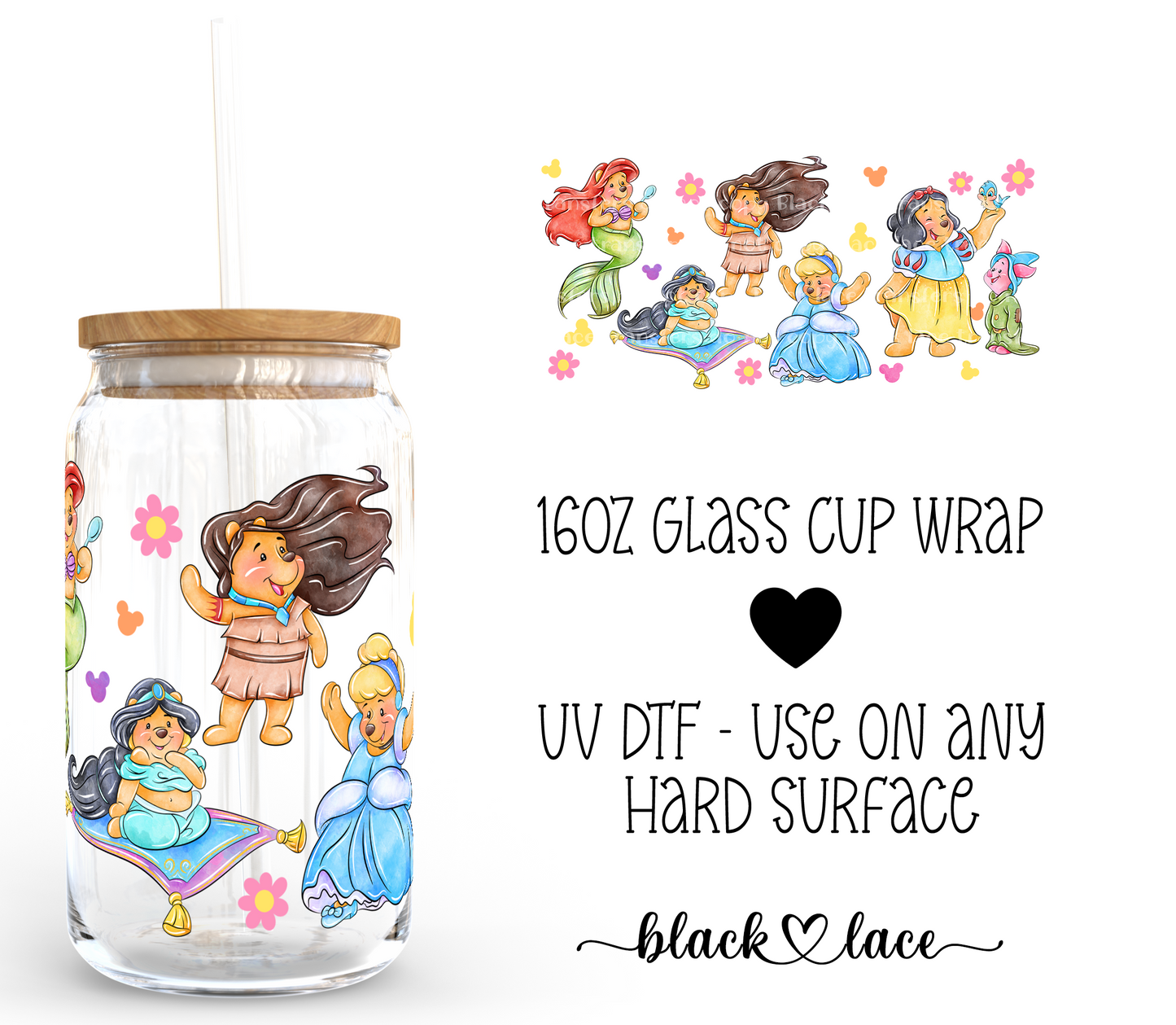 Princess Pooh ~ 16oz cup wrap