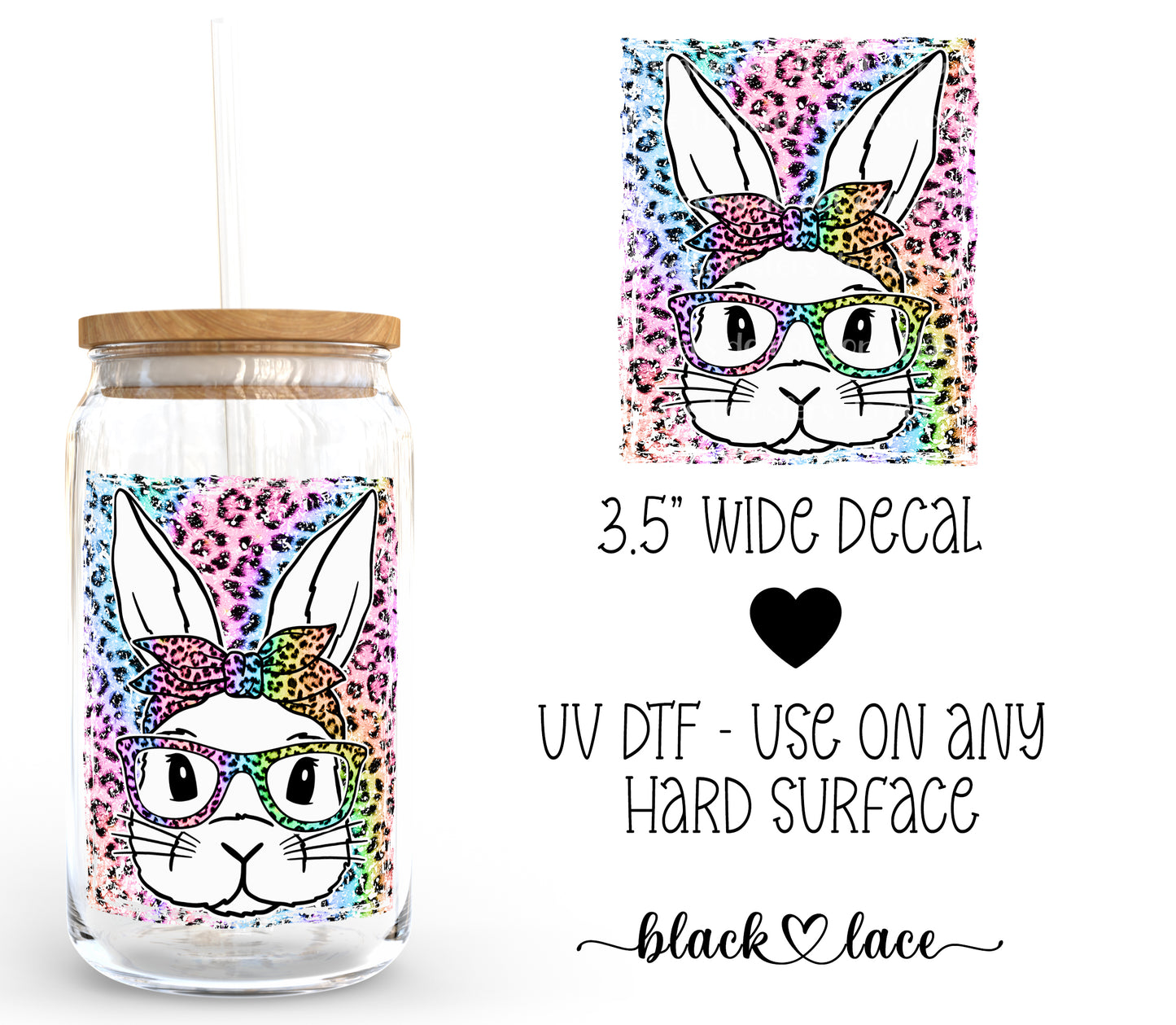 Rainbow Leopard Bunny ~ Decal