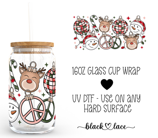 Retro Christmas Ornaments ~ 16oz cup wrap