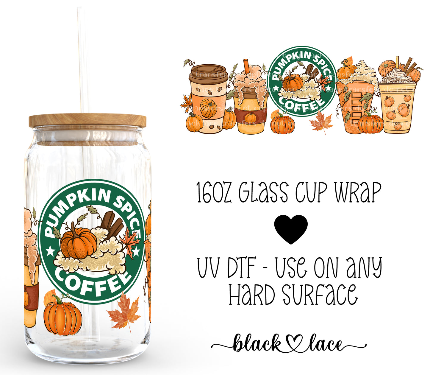 Pumpkin Spice Coffee ~16oz cup wrap