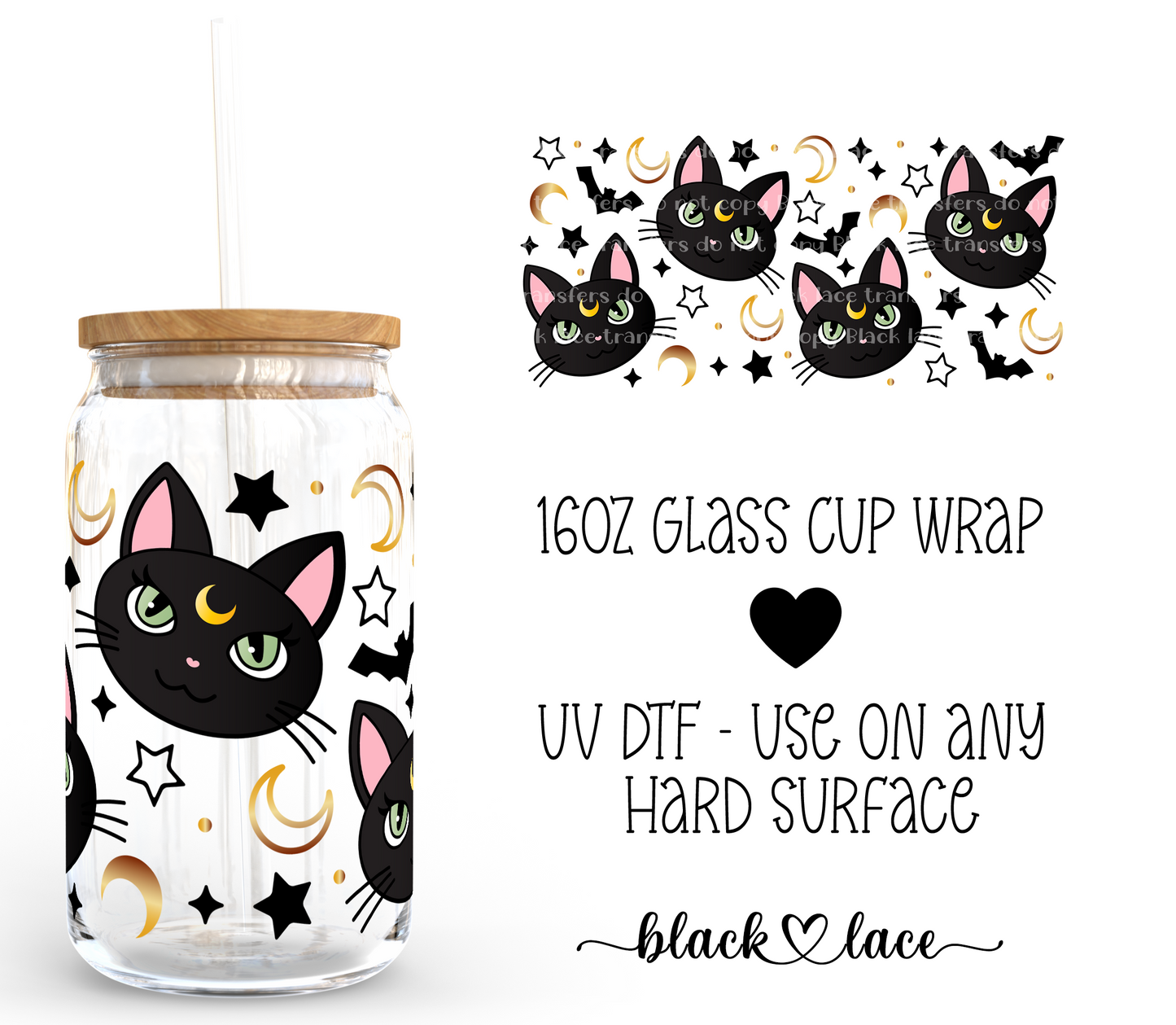 Salem Kitty ~ 16oz cup wrap