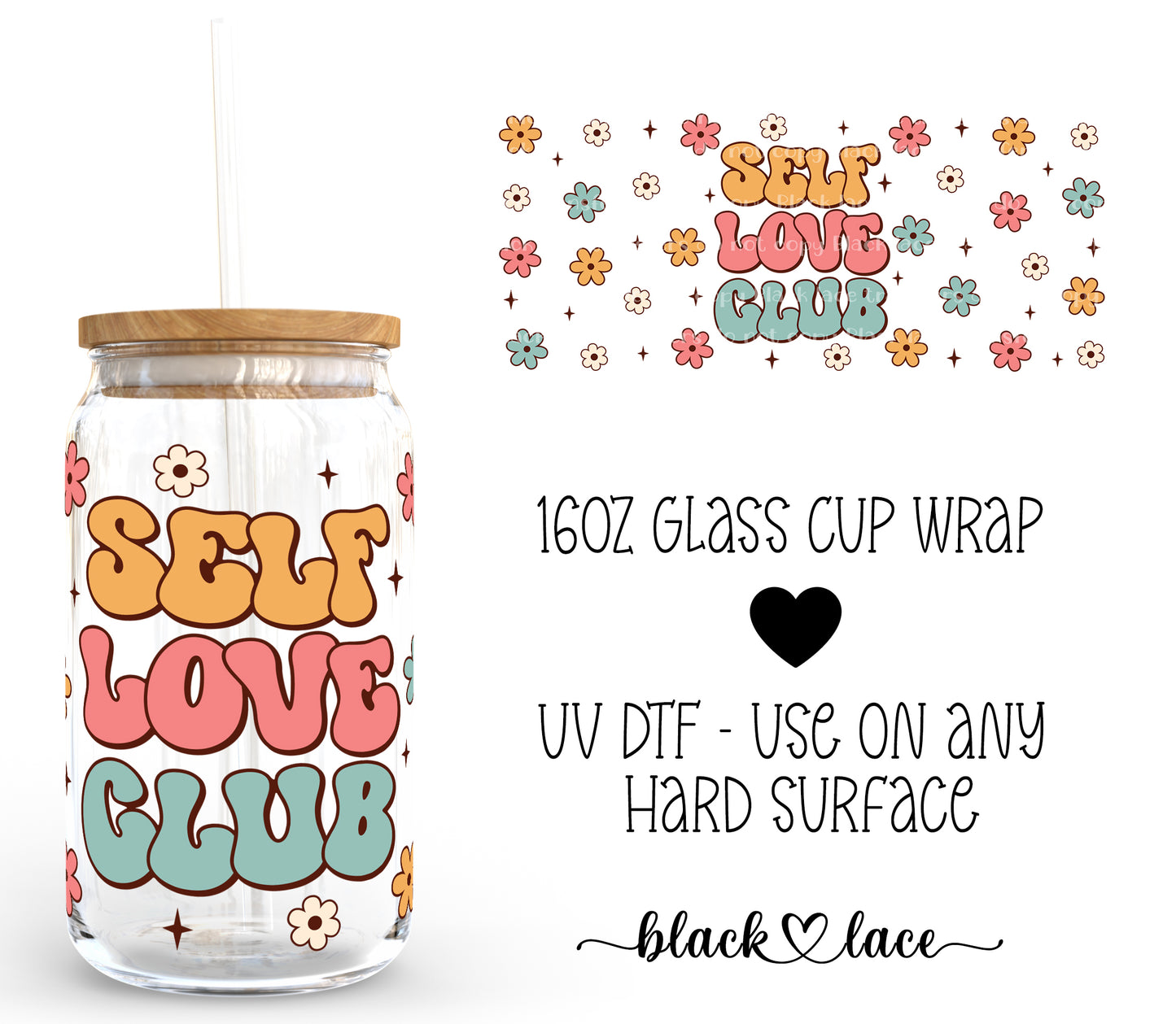 self love club ~ 16oz cup wrap