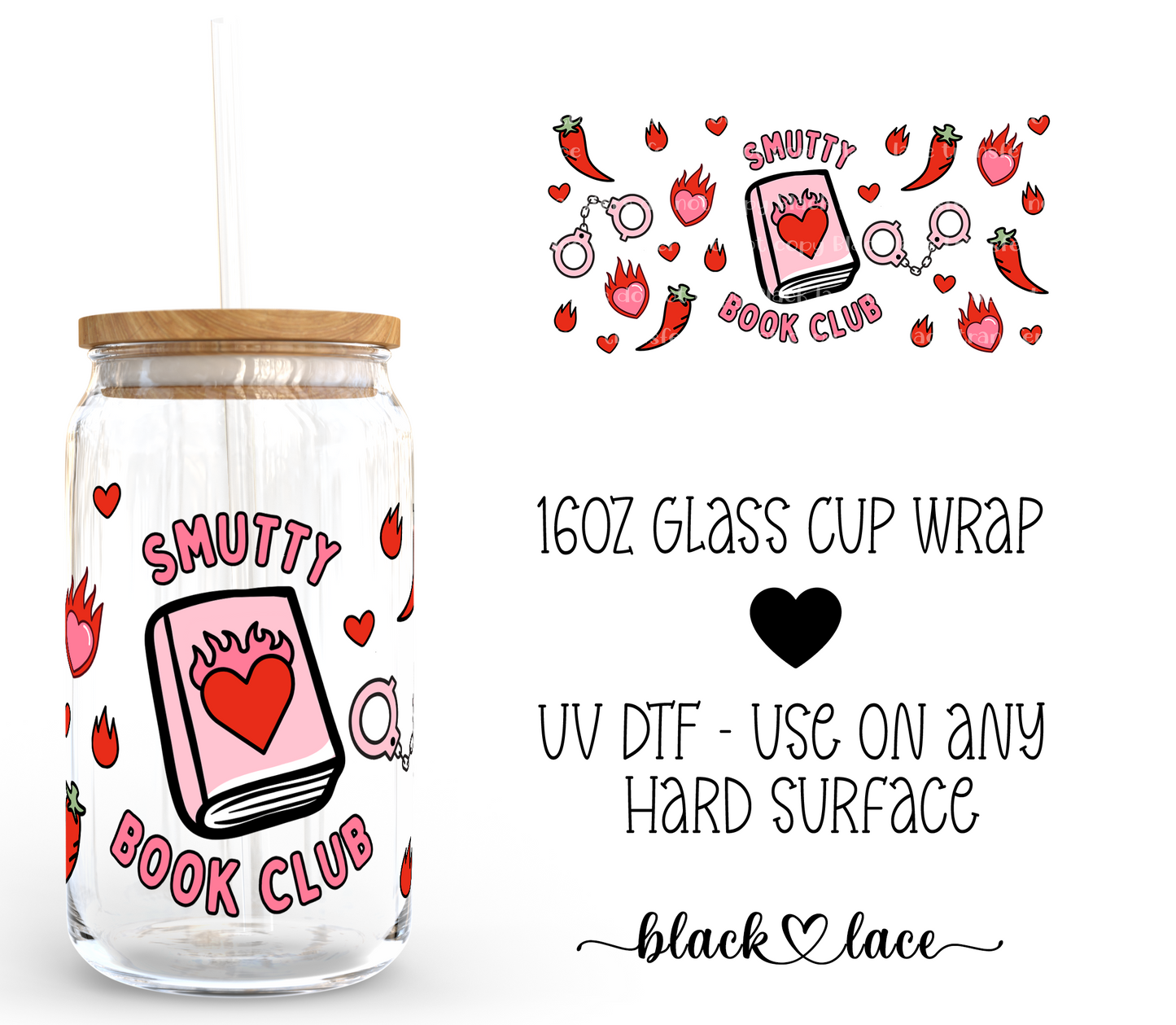 Smutty Book Club ~ 16oz cup wrap