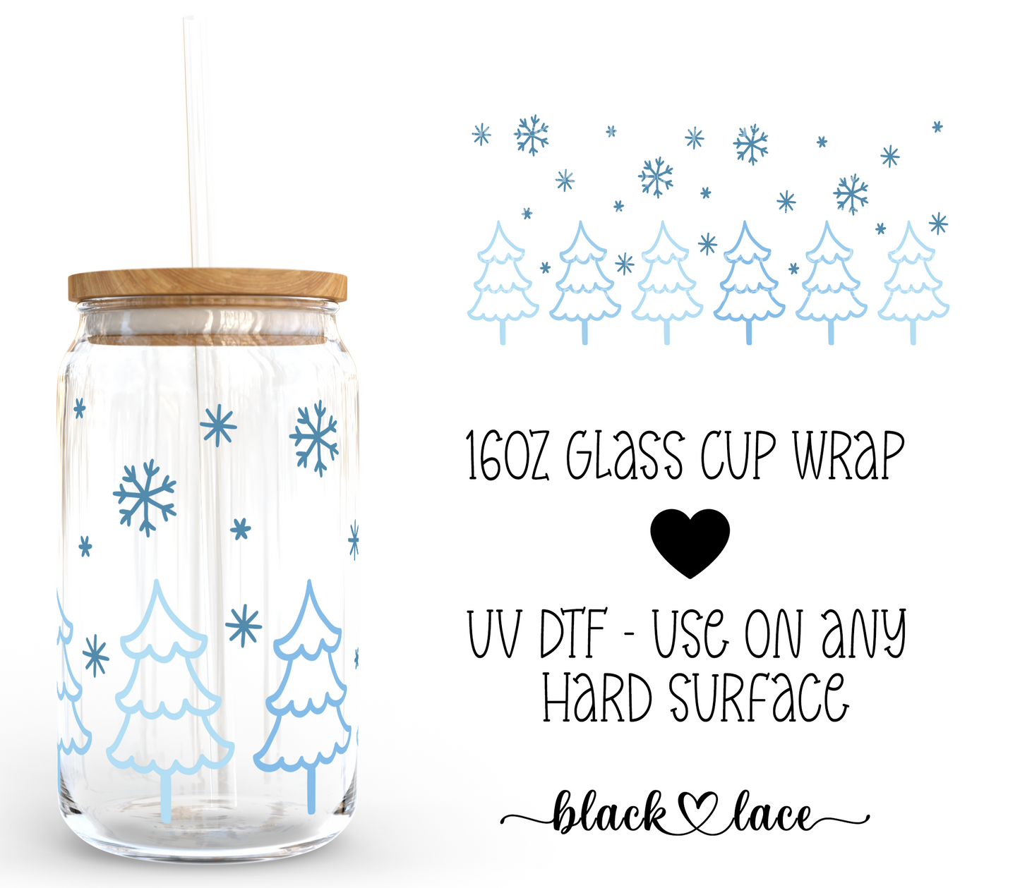 Snowy Blue ~ 16oz cup wrap