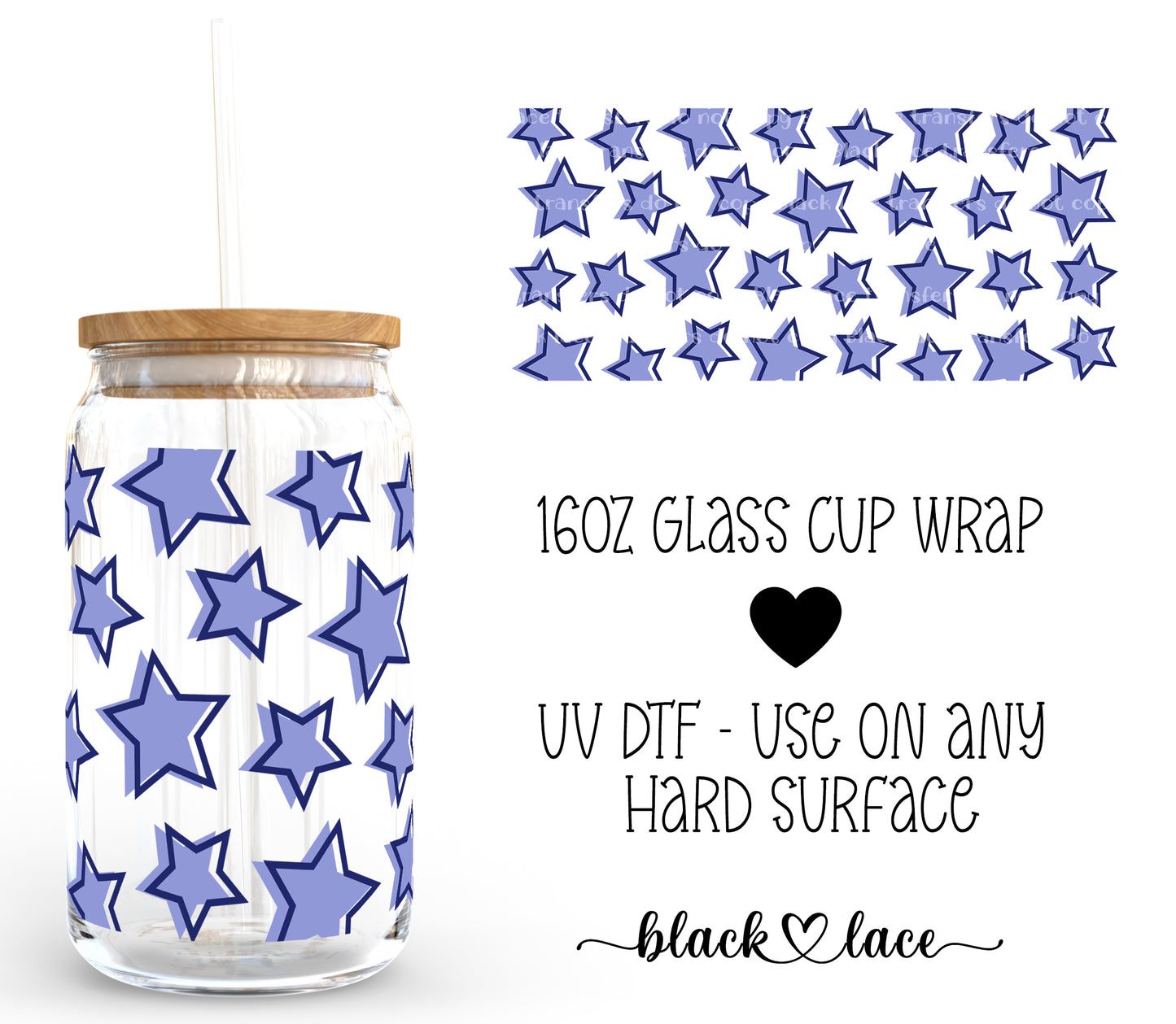 Stars ~ 16oz cup wrap