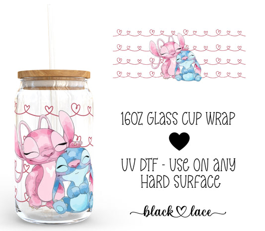 Stitch Hearts ~ 16oz cup wrap