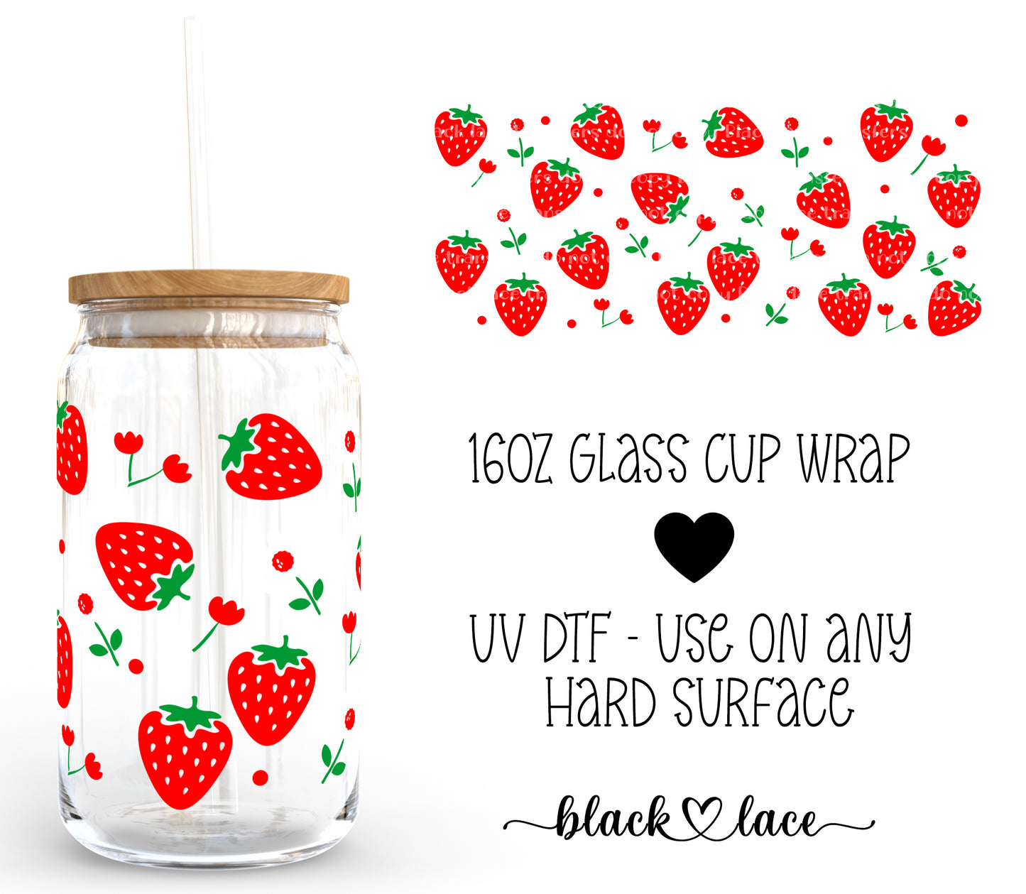 Strawberries and Dasies ~16oz cup wrap