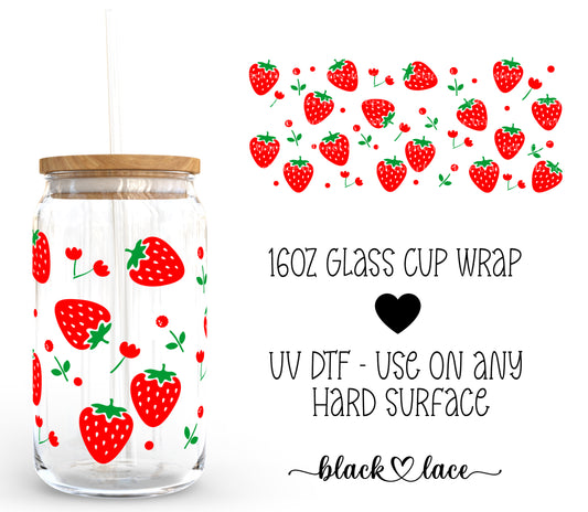 Strawberries and Dasies ~16oz cup wrap