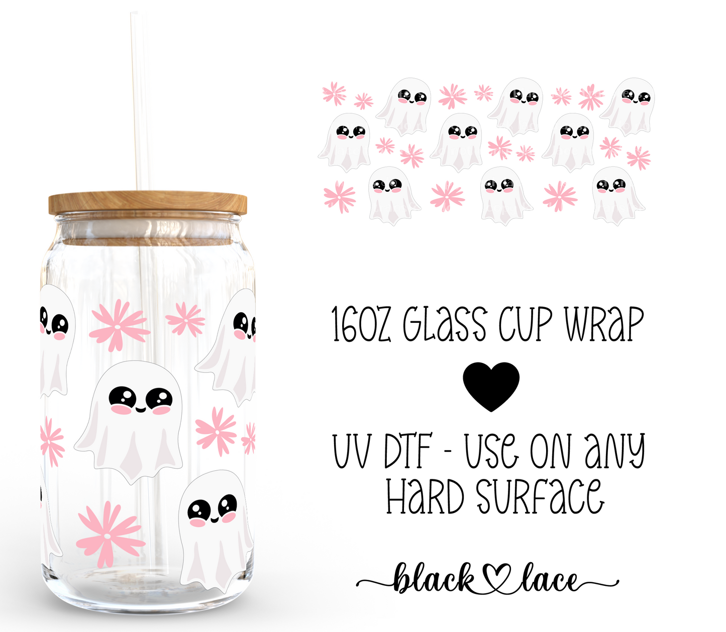 Sweet Little Ghostie ~ 16oz cup wrap