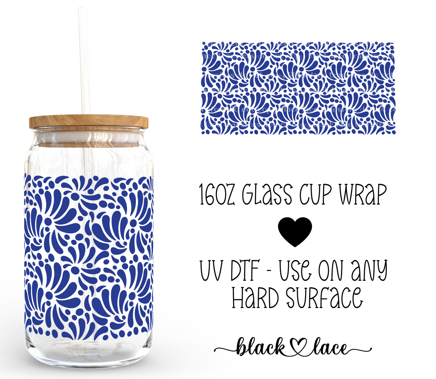 Talavera Blue ~ 16oz cup wrap