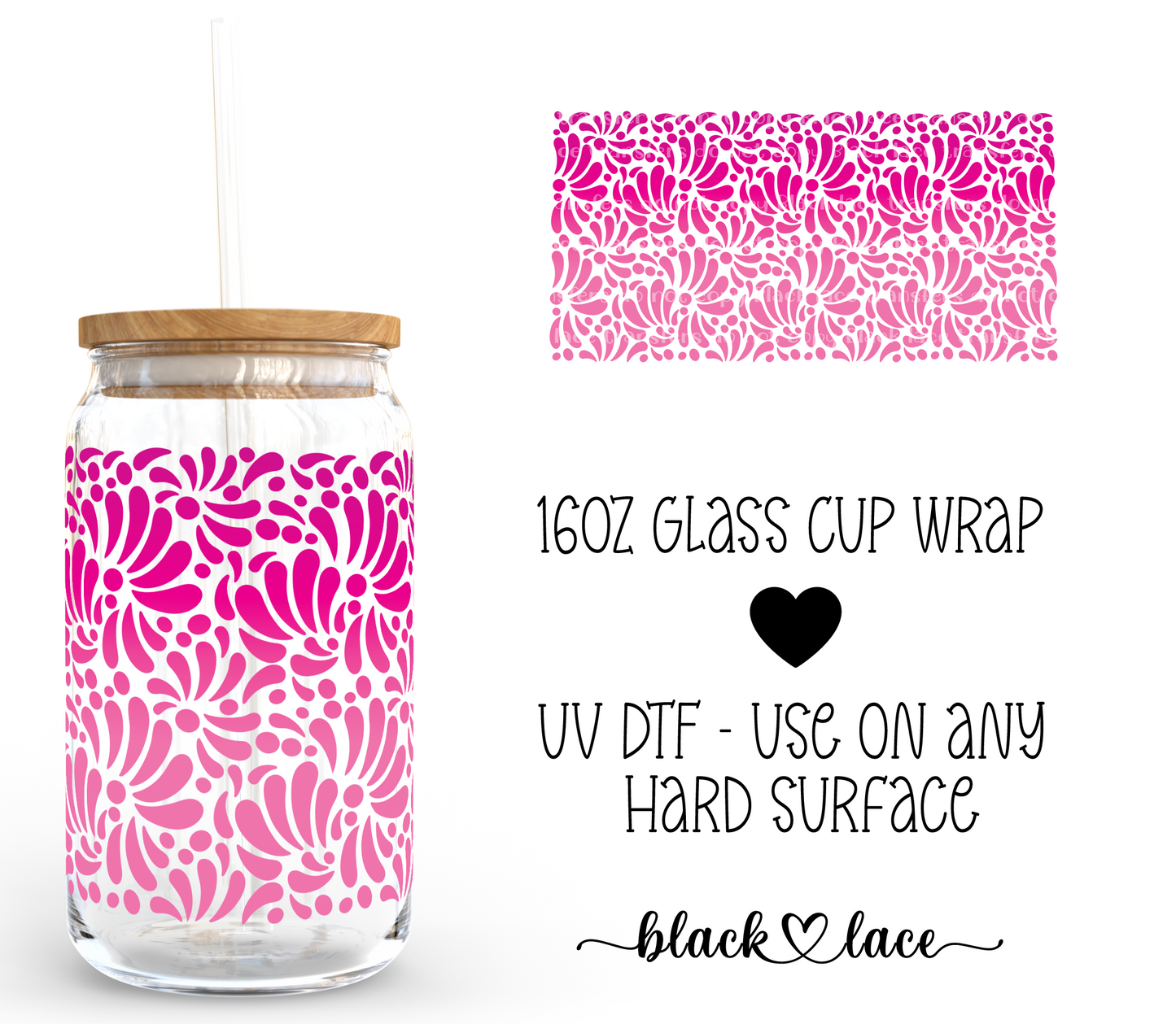 Talavera Pink Ombre ~ 16oz cup wrap