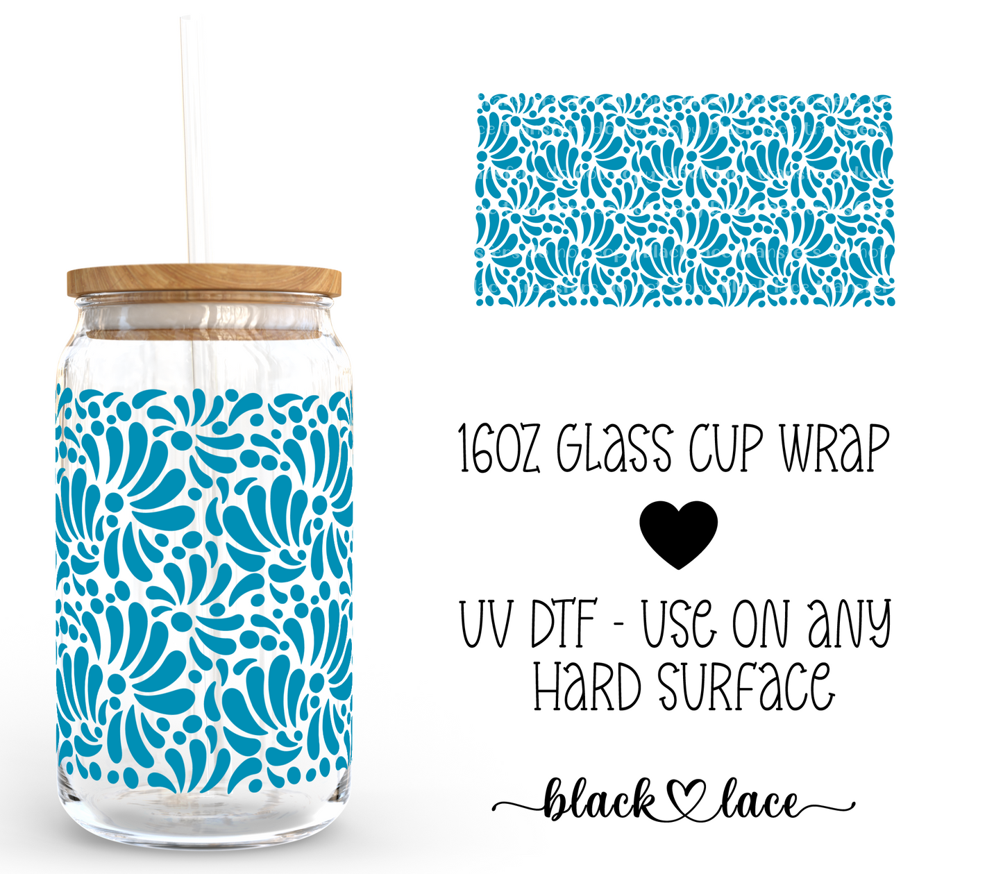 Talavera Teal ~ 16oz cup wrap