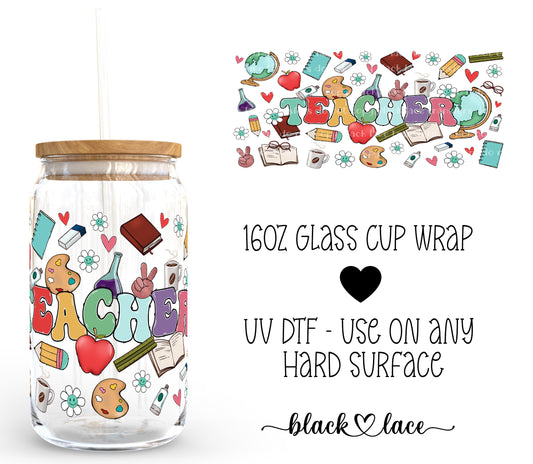 Teacher Collage ~ 16oz cup wrap