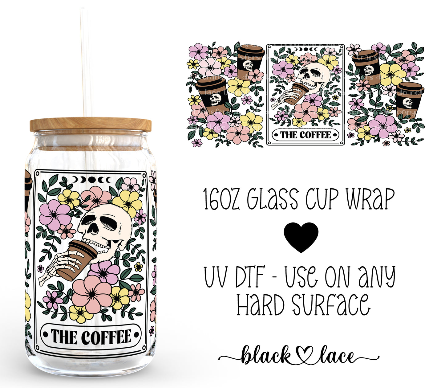 The coffee card ~16oz cup wrap