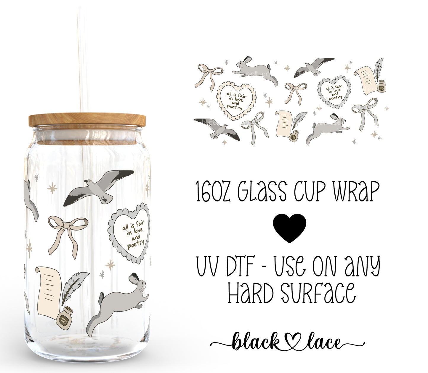 The tortured poets wrap ~ 16oz cup wrap