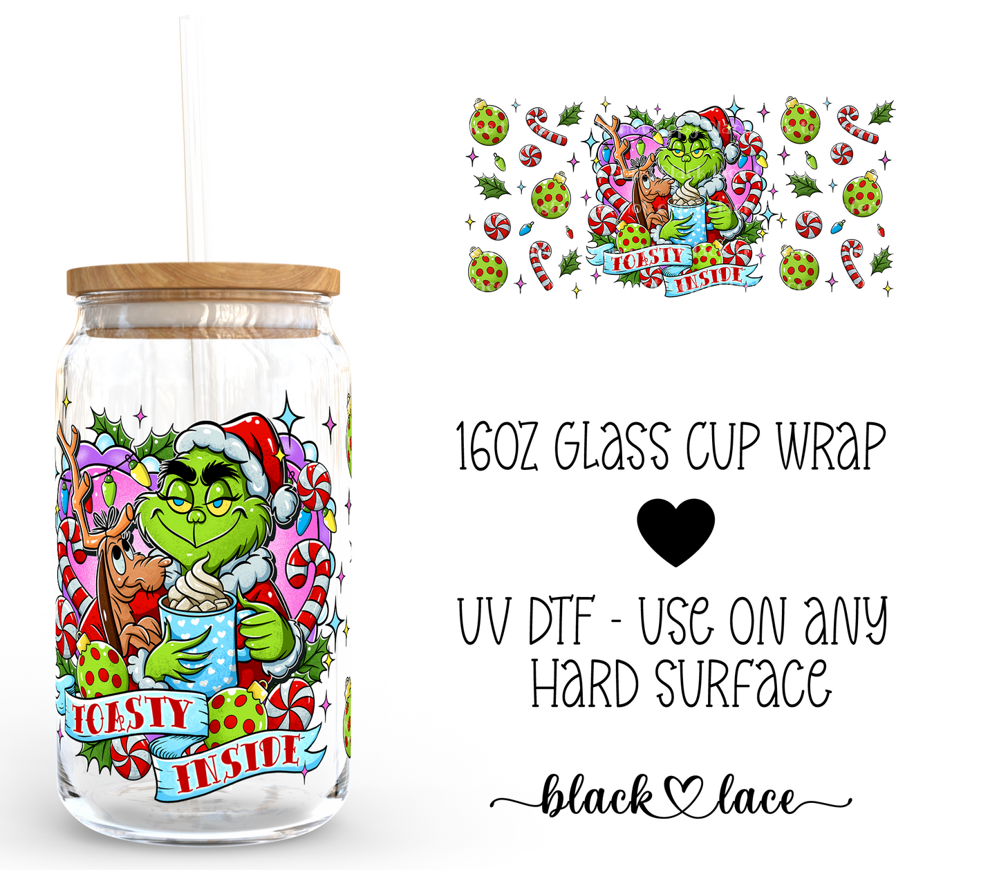 Toasty Inside Grinch ~ 16oz cup wrap