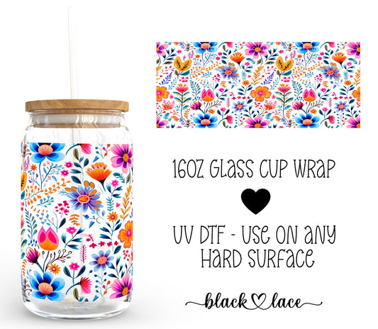 Vibrant Florals ~ 16oz cup wrap