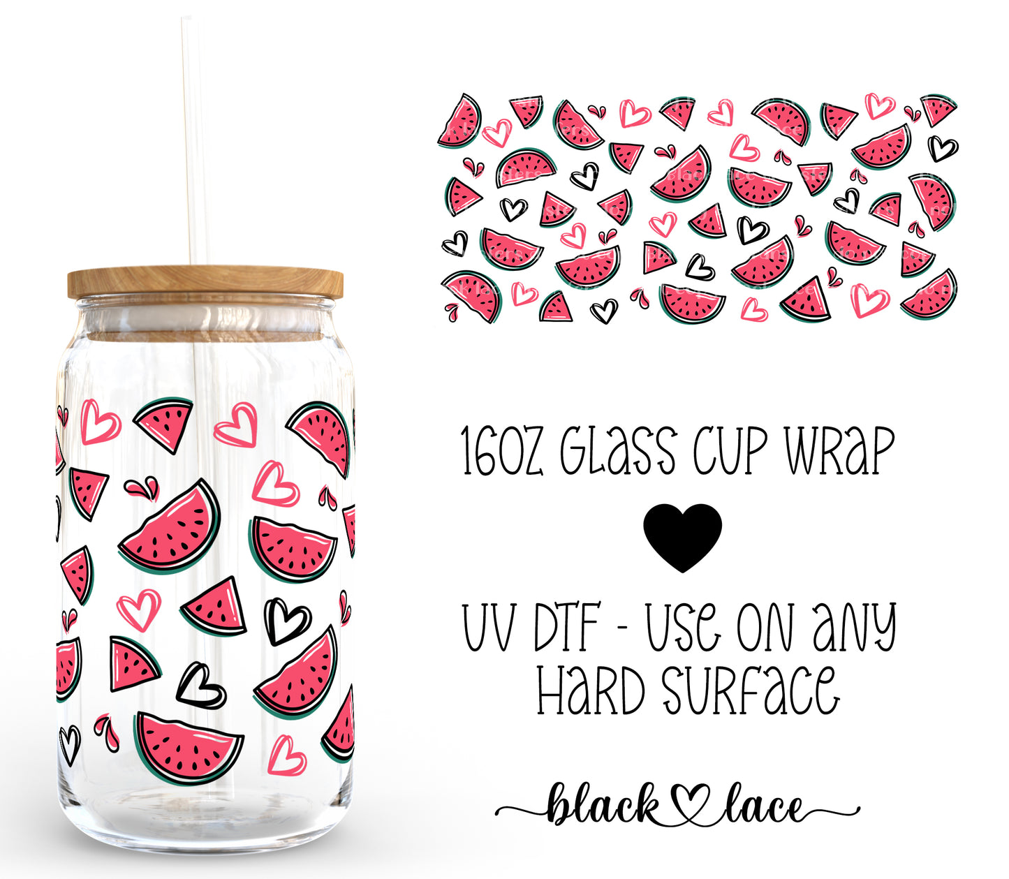 Watermelon Love ~ 16oz cup wrap