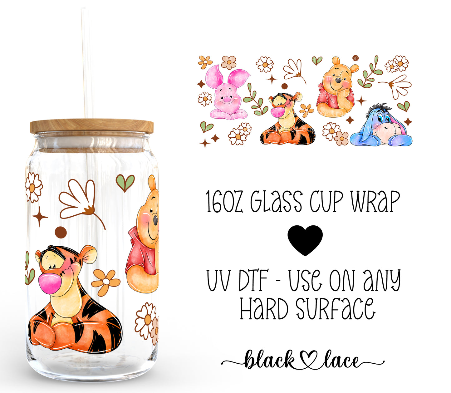 Winnie and friends ~16oz cup wrap