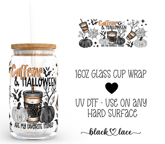 Caffeine and Halloween ~16oz cup wrap