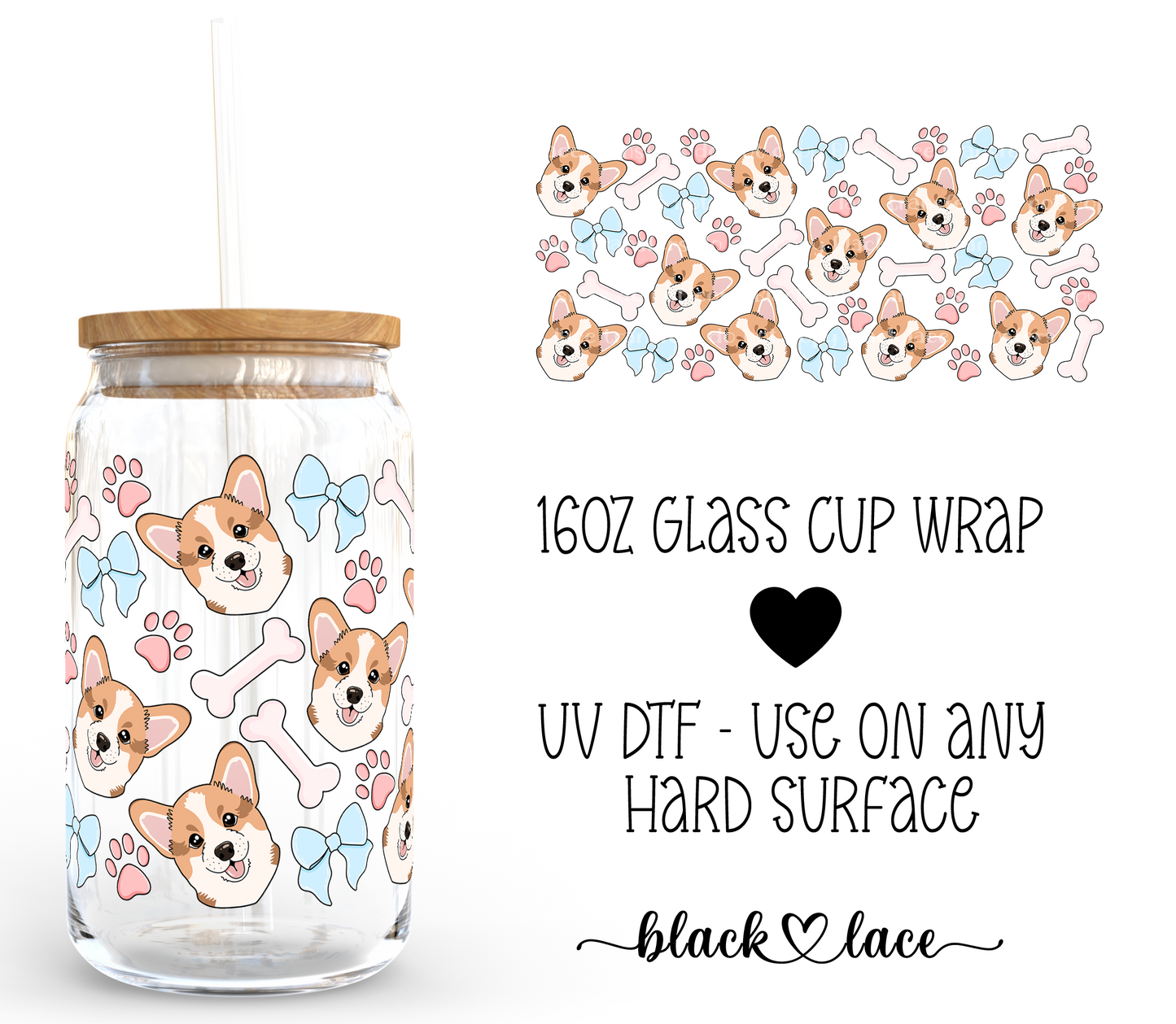 Corgi Puppy ~ 16oz cup wrap