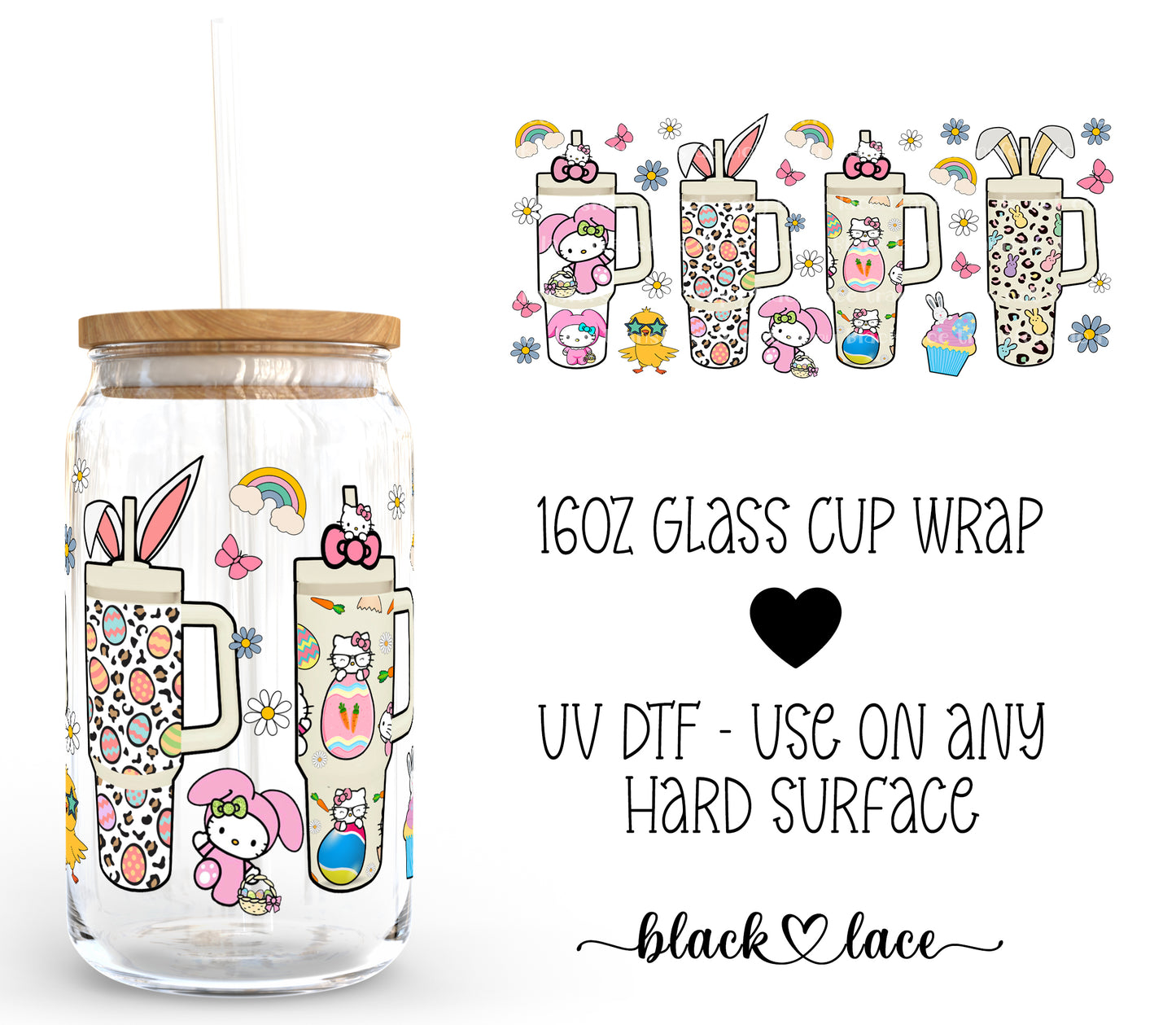 Obsessive cup disorder easter kitty ~ 16oz cup wrap