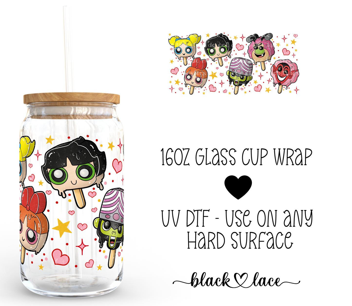 Popsicles Powderpuff ~ 16oz cup wrap