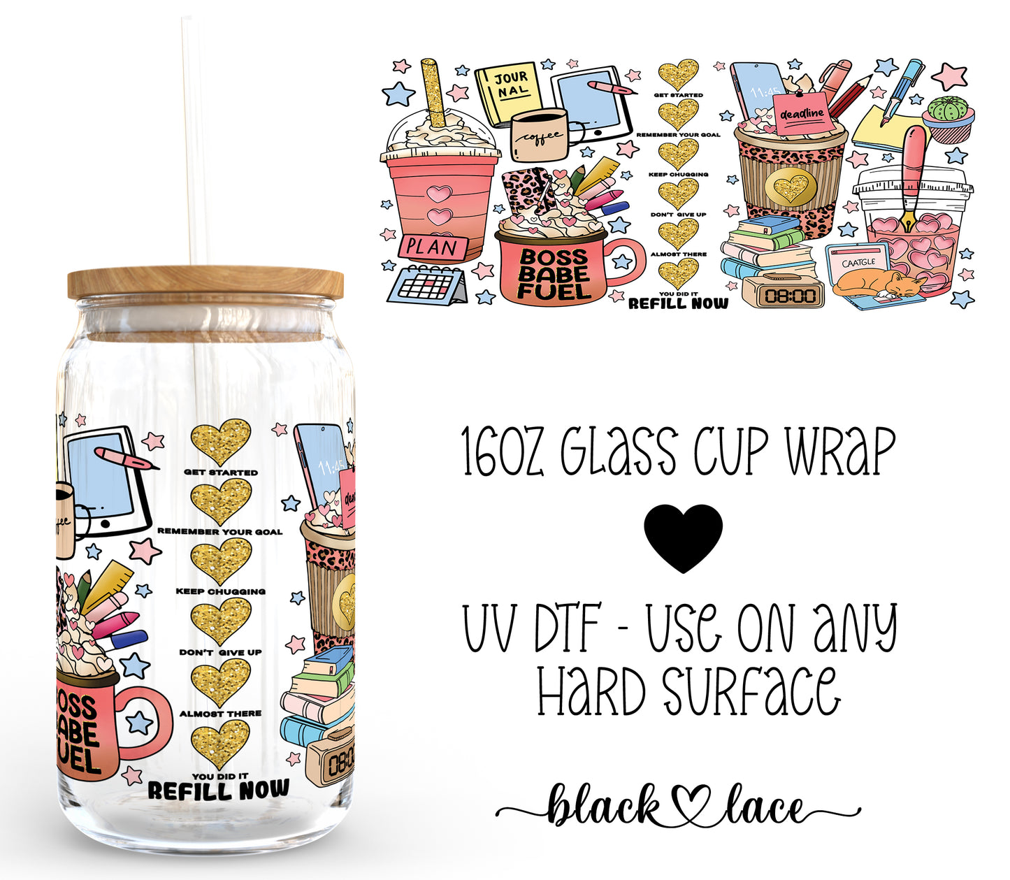 Boss Babe Fuel Counter ~16oz cup wrap