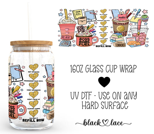 Boss Babe Fuel Counter ~16oz cup wrap