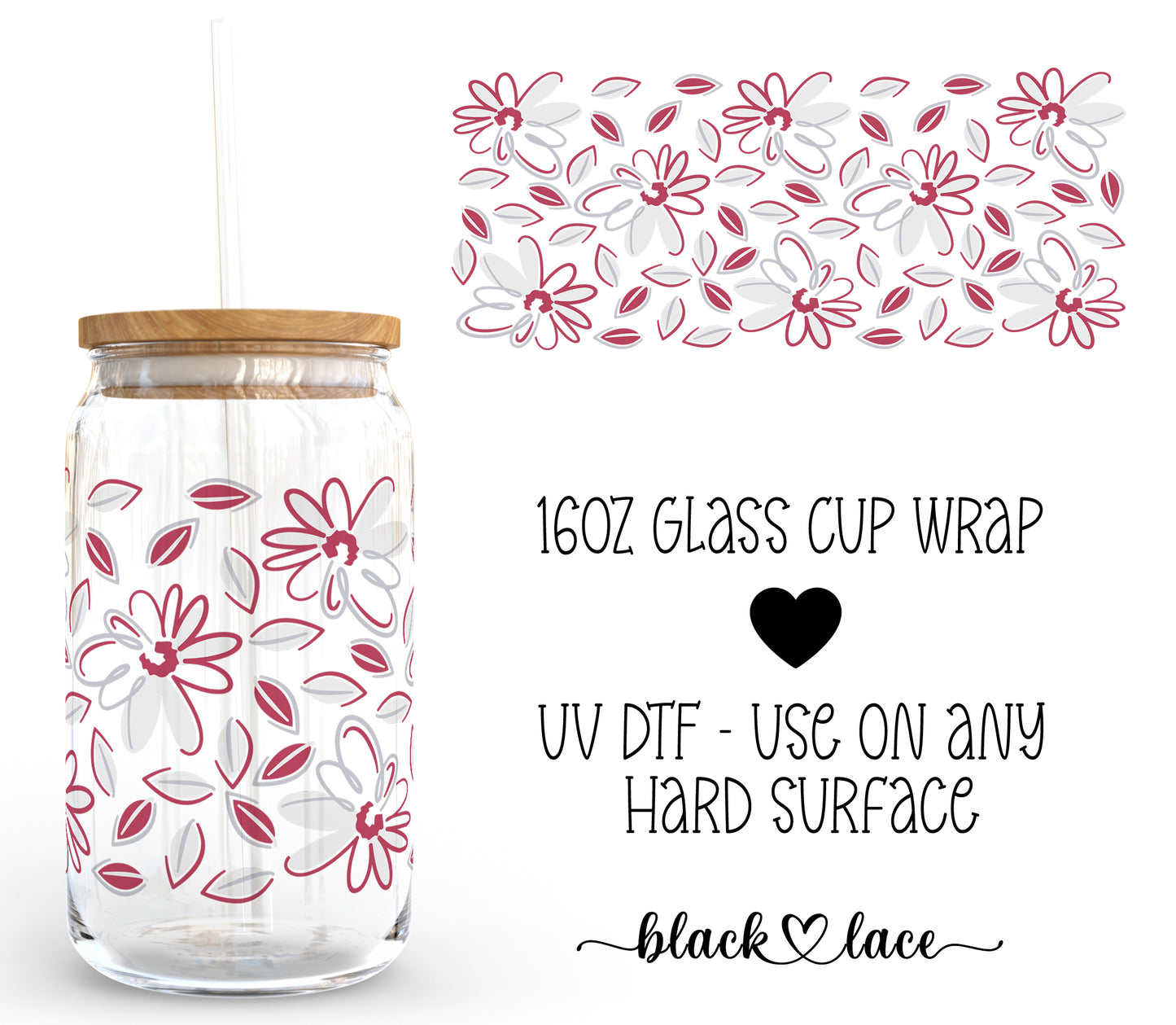 Pink White Daisy ~16oz cup wrap