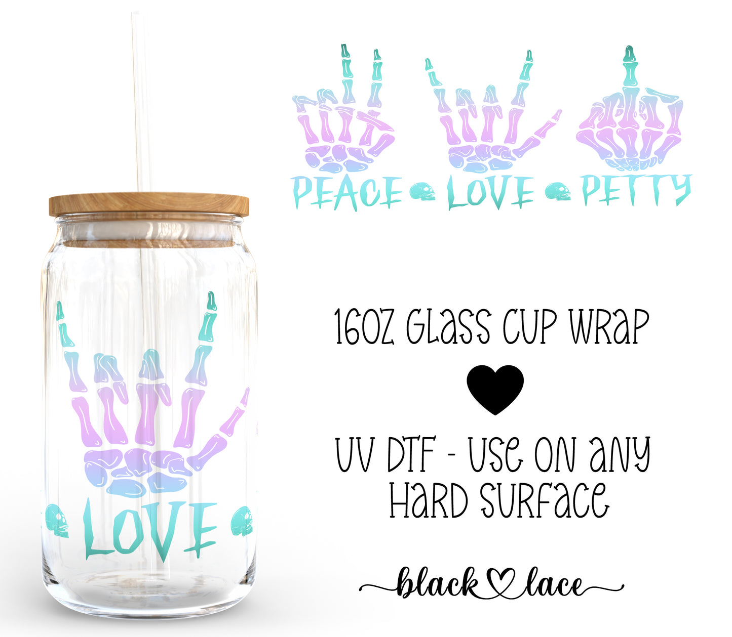 Peace Love Petty ~16oz cup wrap