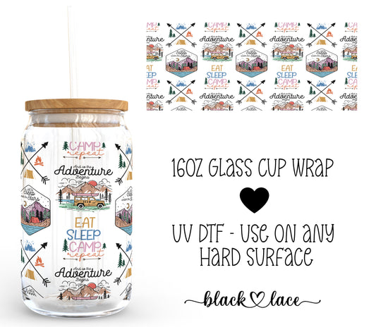 Camping Adventures ~16oz cup wrap