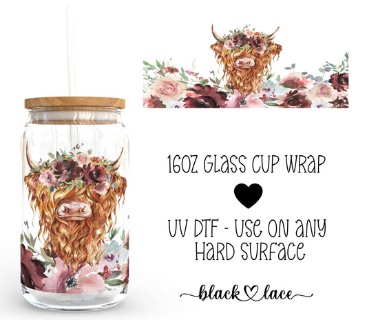 Highland Cow ~16oz cup wrap