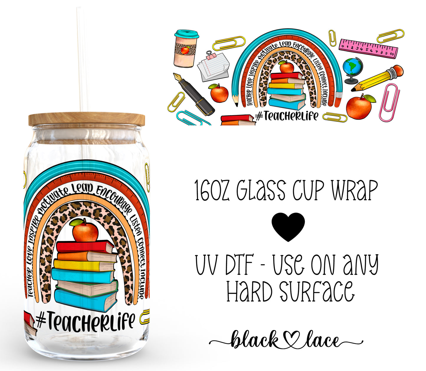 Teacher Life ~16oz cup wrap