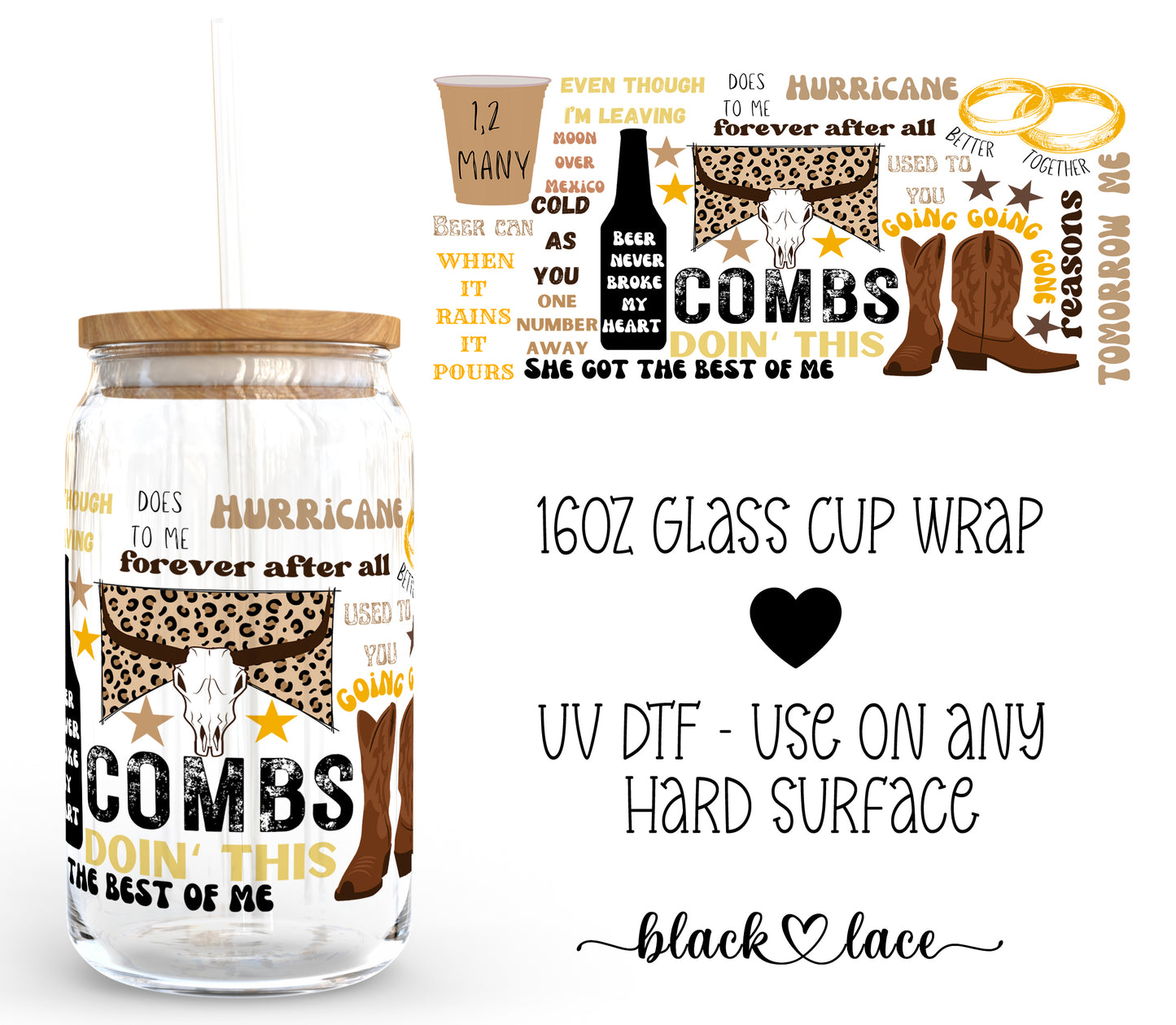 Combs Songs ~16oz cup wrap