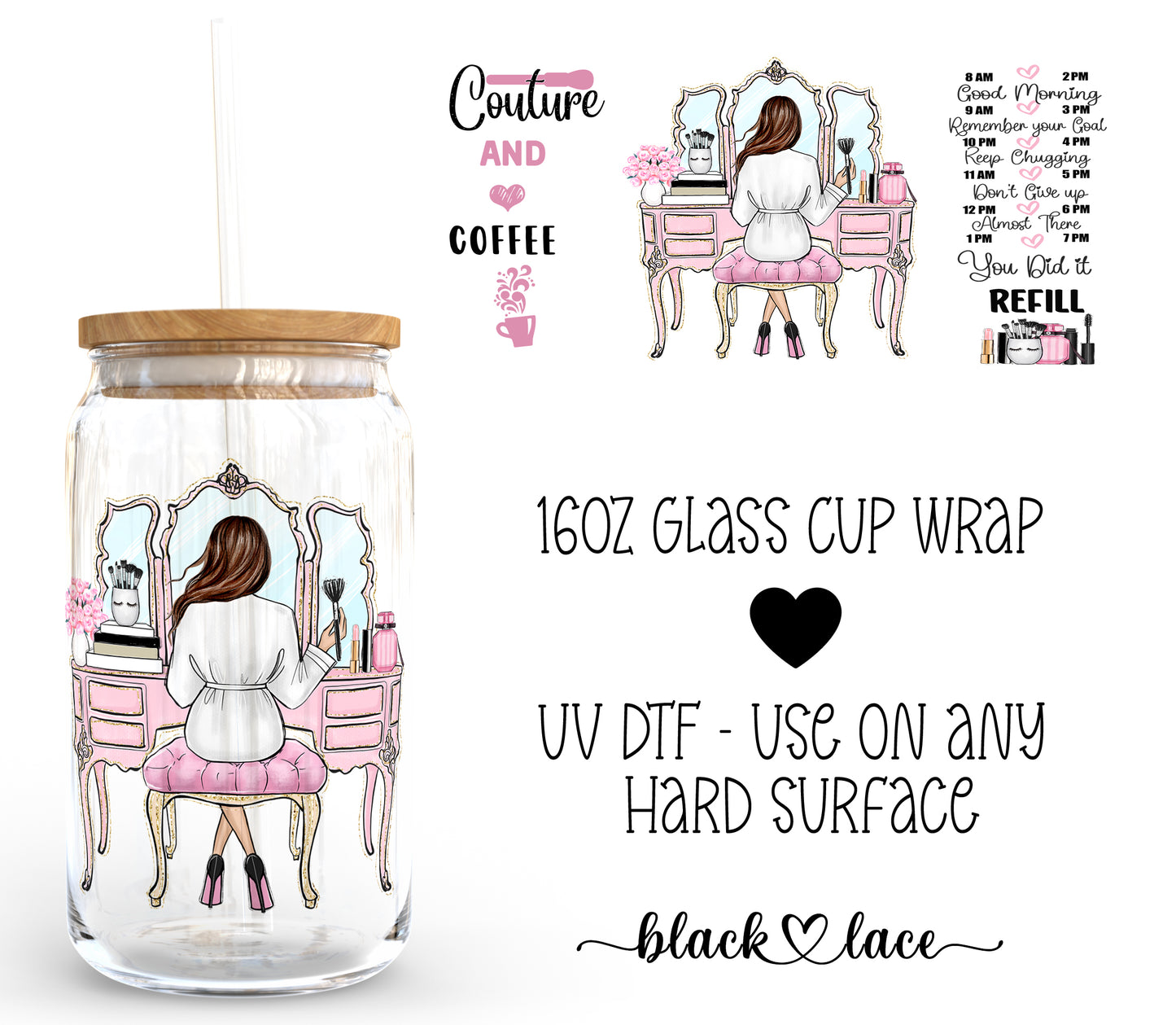 Couture and Coffee ~16oz cup wrap