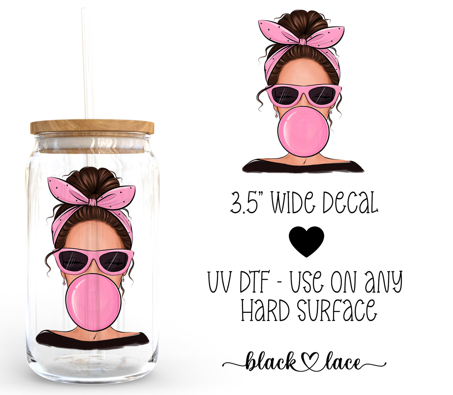 Bubble Gum Brunette Hair ~ Decal