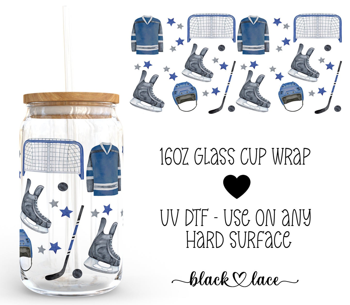 Hockey ~16oz cup wrap