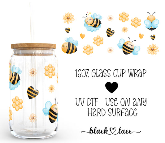 Honey Bee ~16oz cup wrap