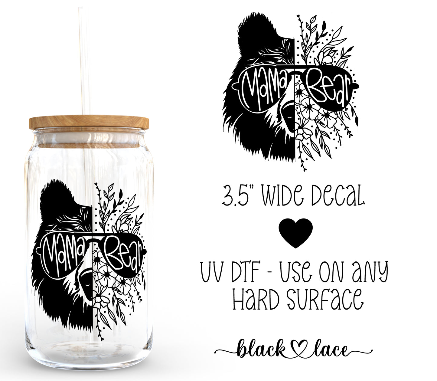 Mama Bear Floral ~ Decal