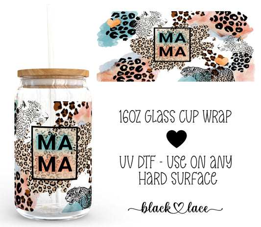 MAMA retro leopard ~16oz cup wrap