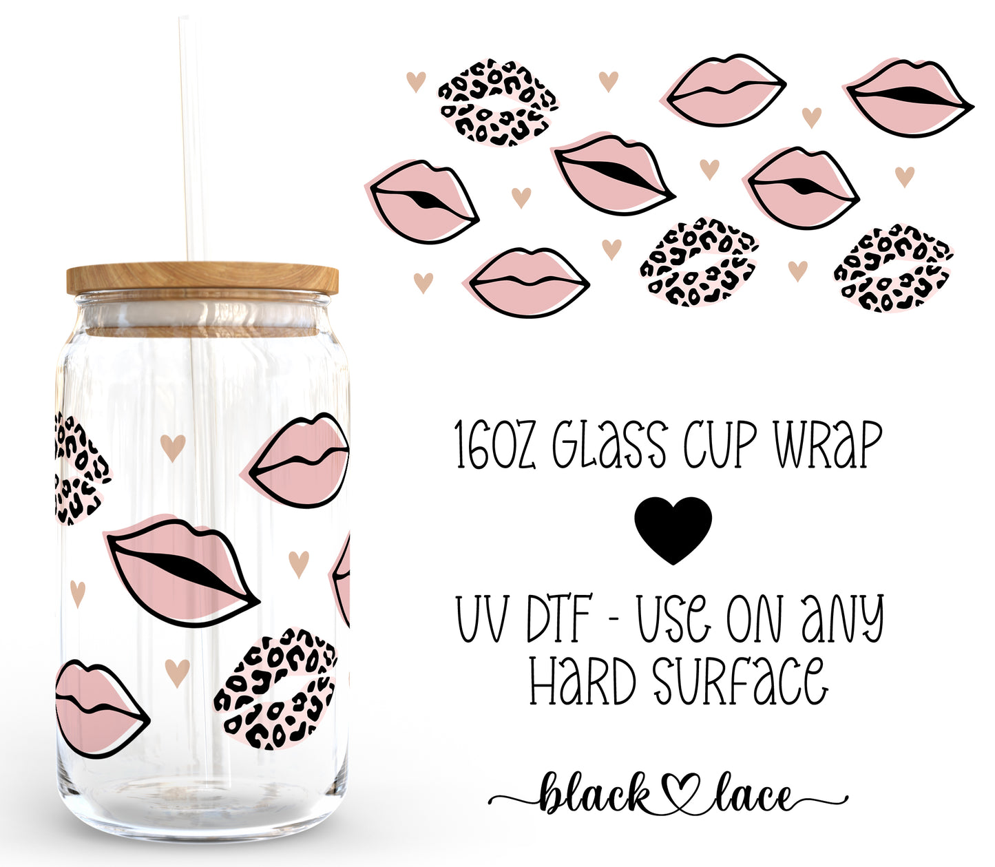 Kissy lips ~ 16oz cup wrap