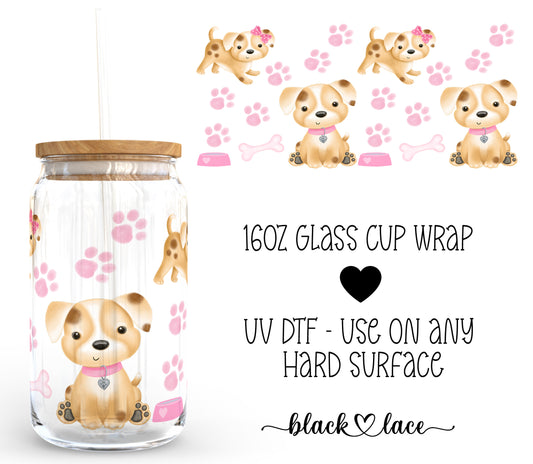 Pink Puppy~16oz cup wrap