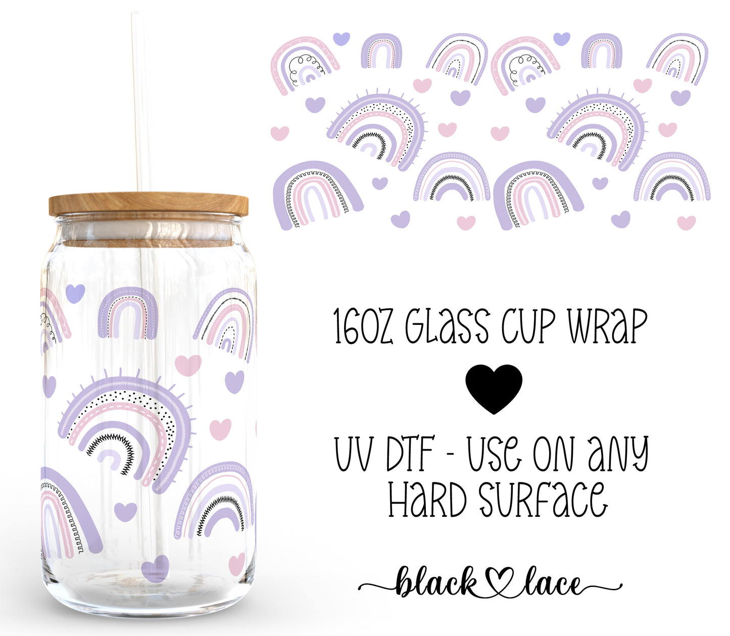 Purple Rainbows ~16oz cup wrap