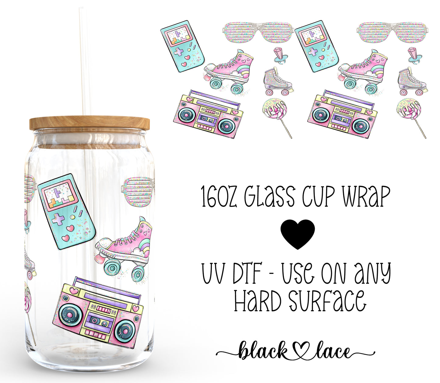 Retro Girl ~16oz cup wrap